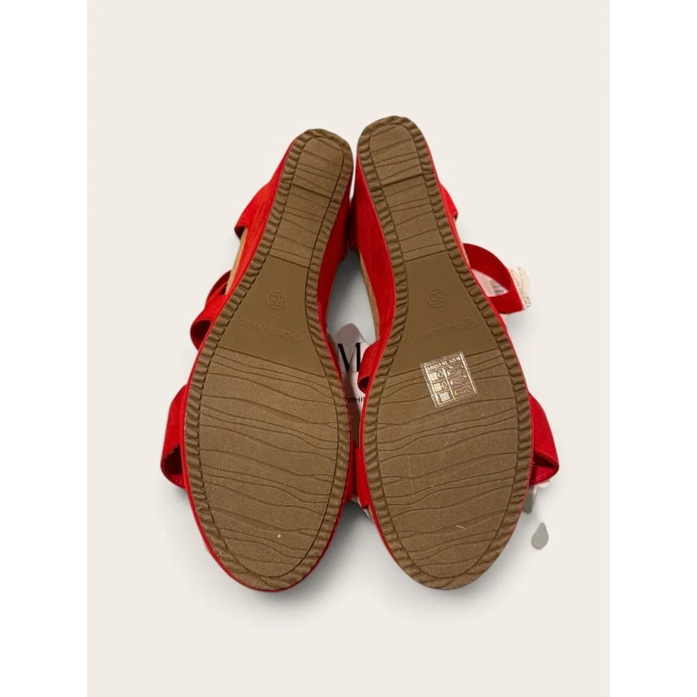 Dream Pairs NINI-3 Womens Red Elastic Multi Strap Wedge Sandals Size 8.5 NEW